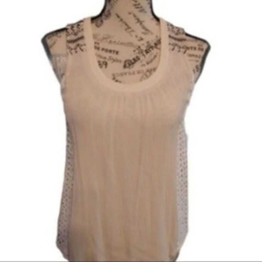 Miss Me Cream Sleeveless Top with Black Embroidered Back Panel